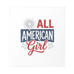 All-Amerikaans meisje patriottisch vintage shirt o Notitieblok