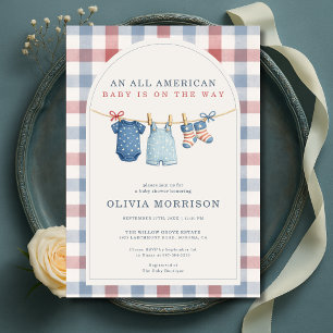 All-Amerikaanse Patriottische Waslijn Baby Shower Kaart