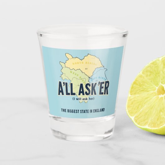A'll Asker – Yorkshire's Grootste Staat Shot Glas (Voorkant)