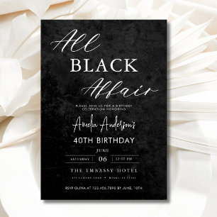 All Black Affair 40e verjaardagsfeestje Elegant Kaart