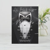 All Black Affair adult man birthday invitation. Kaart (Staand voorkant)