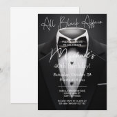 All Black Affair adult man birthday invitation. Kaart (Voorkant / Achterkant)