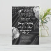 All Black Affair adult woman birthday invitation. Kaart (Staand voorkant)