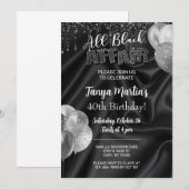 All Black Affair adult woman birthday invitation. Kaart (Voorkant / Achterkant)