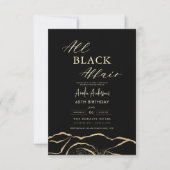 All Black Affair Agaat Verjaardagsfeestje Elegant Kaart (Voorkant)