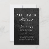 All Black Affair Verjaardagsfeest Modern Elegant Kaart (Voorkant)