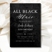 All Black Affair Verjaardagsfeest Modern Elegant Kaart