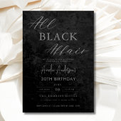 All Black Affair Verjaardagsfeest Modern Elegant Kaart