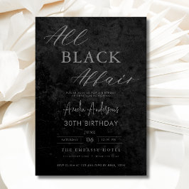 All Black Affair Verjaardagsfeest Modern Elegant Kaart