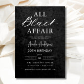 All Black Affair Verjaardagsfeest Modern Elegant Kaart