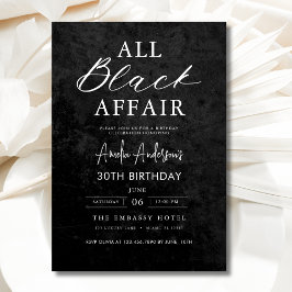 All Black Affair Verjaardagsfeest Modern Elegant Kaart