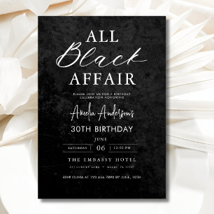 All Black Affair Verjaardagsfeest Modern Elegant Kaart