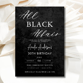 All Black Affair Verjaardagsfeest Modern Elegant Kaart