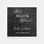 All Black Affair Verjaardagsfeest Modern Elegant Servet (Voorkant)