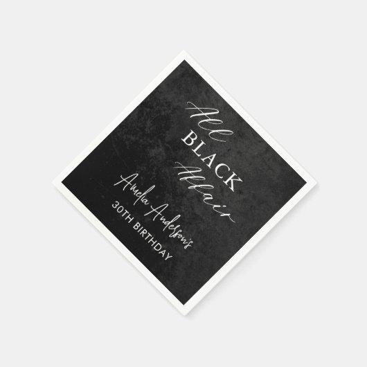 All Black Affair Verjaardagsfeest Modern Elegant Servet (Hoek)