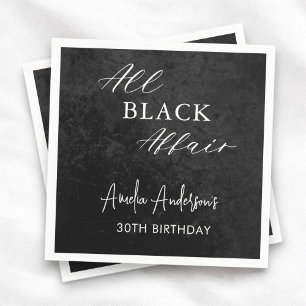 All Black Affair Verjaardagsfeest Modern Elegant Servet