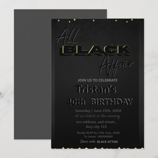 All Black Affaire Kaart (Voorkant / Achterkant)