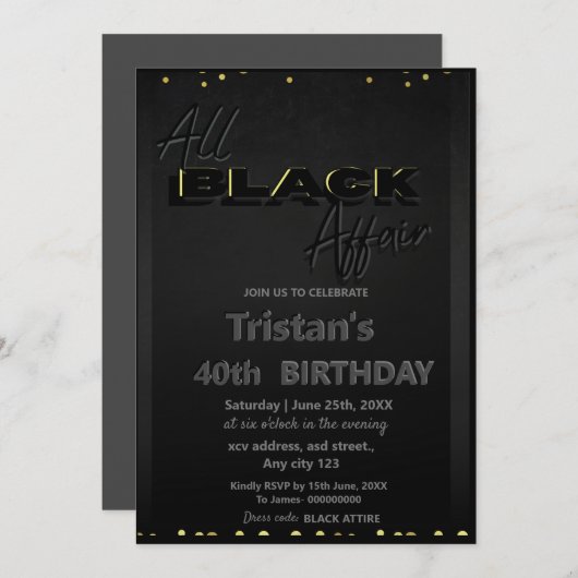 All Black Feest Uitnodiging (Voorkant / Achterkant)