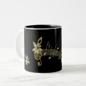 All Black Musical Note and Holly Kerstkoffie Tweekleurige Koffiemok (Voorkant links)