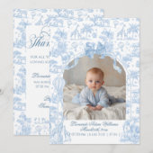 All Blue Toile Safari Animal Baby Boy Shower Aankondiging (Voorkant / Achterkant)