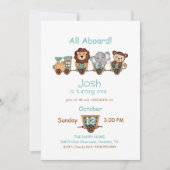 ALL BOARD Train Fiesta Kids Verjaardagsuitnodiging Kaart (Voorkant)