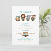 ALL BOARD Train Fiesta Kids Verjaardagsuitnodiging Kaart (Staand voorkant)