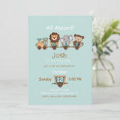 ALL BOARD Train Fiesta Kids Verjaardagsuitnodiging Kaart (Staand voorkant)