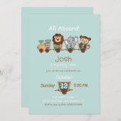 ALL BOARD Train Fiesta Kids Verjaardagsuitnodiging Kaart (Voorkant / Achterkant)