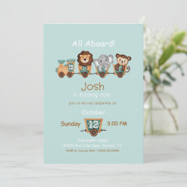 ALL BOARD Train Fiesta Kids Verjaardagsuitnodiging Kaart