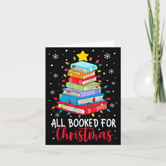 All Booked For Christmas Book Christmas Tree Light Kaart (Voorkant)