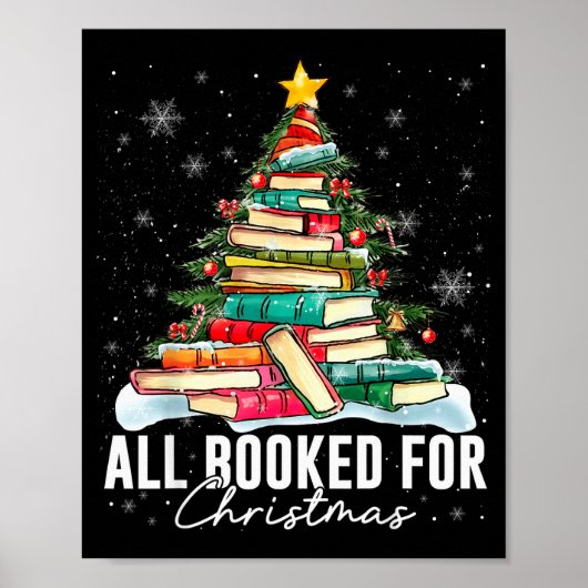 All Booked For Christmas Book Christmas Tree Light Poster (Voorkant)
