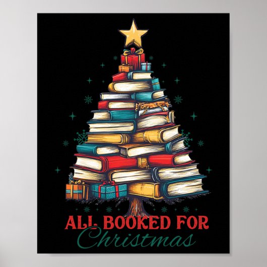 All Booked For Christmas Book Tree Lights Christma Poster (Voorkant)