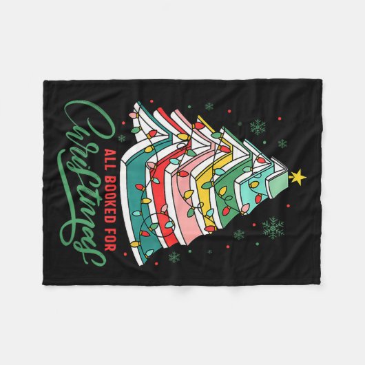 All Booked For Christmas Book Xmas Tree Lights Rea Fleece Deken (Voorkant (Horizontaal))
