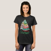 All Booked For Christmas Book Xmas Tree Lights Rea T-shirt (Voorkant volledig)