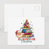 All Booked for Christmas Card | Book Lover Holiday Feestdagenkaart (Voorkant / Achterkant)