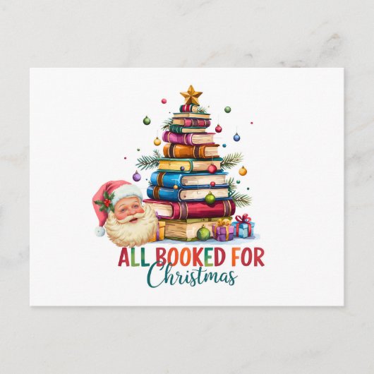 All Booked for Christmas Card | Book Lover Holiday Feestdagenkaart (Voorkant)