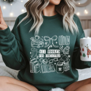 All Booked for Christmas Doodle Groene Sweatshirt