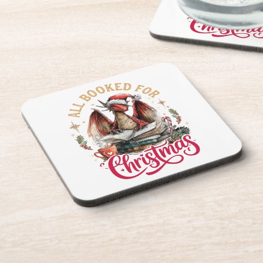 All Booked for Christmas Dragon  Bier Onderzetter (Linkerzijde)