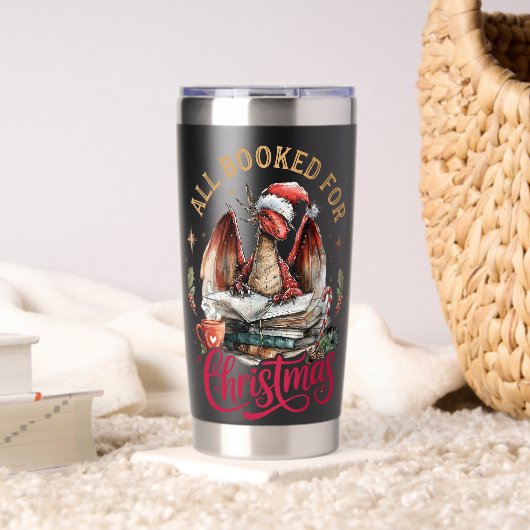 All Booked for Christmas Dragon Geïsoleerde Drinkbeker (Woonkamer (Gedraaid) )