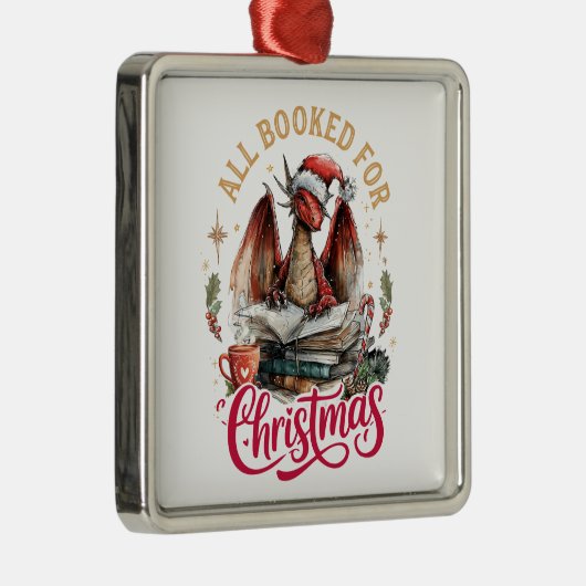 All Booked for Christmas Dragon Metalen Ornament (Rechts)