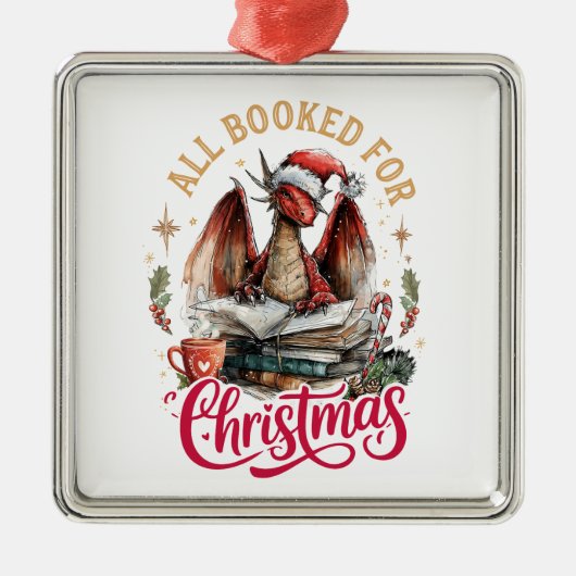 All Booked for Christmas Dragon Metalen Ornament (Voorkant)