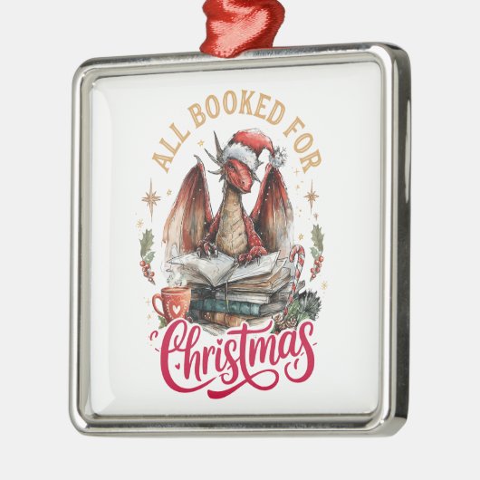 All Booked for Christmas Dragon  Metalen Ornament (Links)