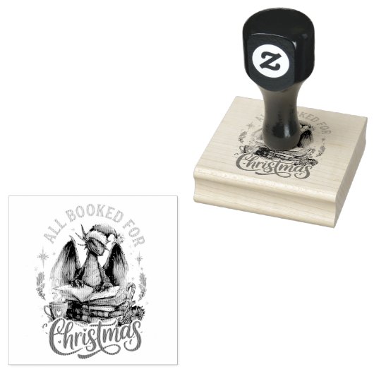 All Booked for Christmas Dragon  Rubberstempel (Gestempeld)
