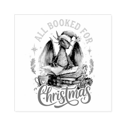 All Booked for Christmas Dragon  Rubberstempel (Afrduk)