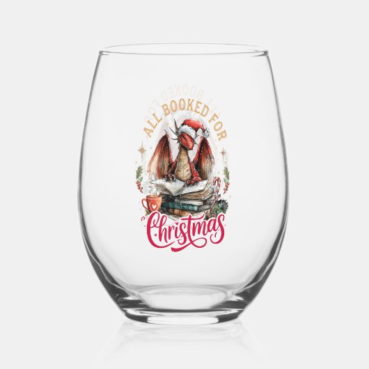 All Booked for Christmas Dragon  Wijnglas Zonder Voet (Achterkant)