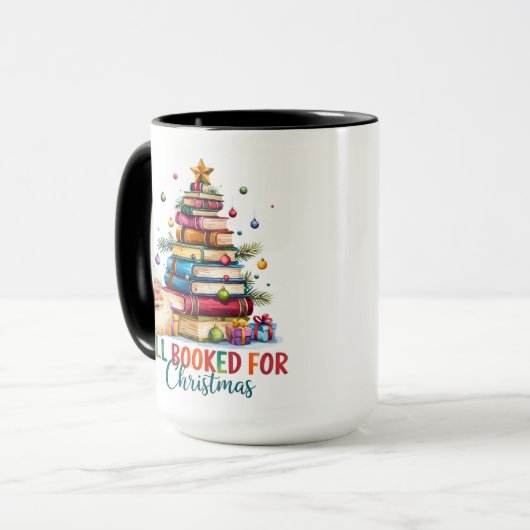 All Booked for Christmas Mug | Book Lover Gift | Mok (Voorkant links)