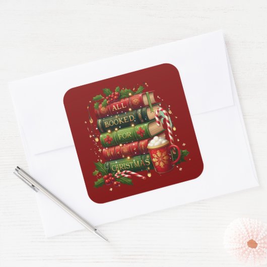 All booked for Christmas Vierkante Sticker (Envelop)