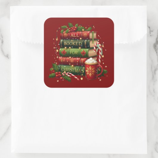 All booked for Christmas Vierkante Sticker (Tas)