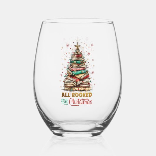 All Booked for Christmas  Wijnglas Zonder Voet (Voorkant)