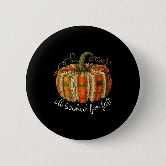 All Booked For Fall Book Pumpkin Reading Halloween Ronde Button 5,7 Cm (Voorkant)